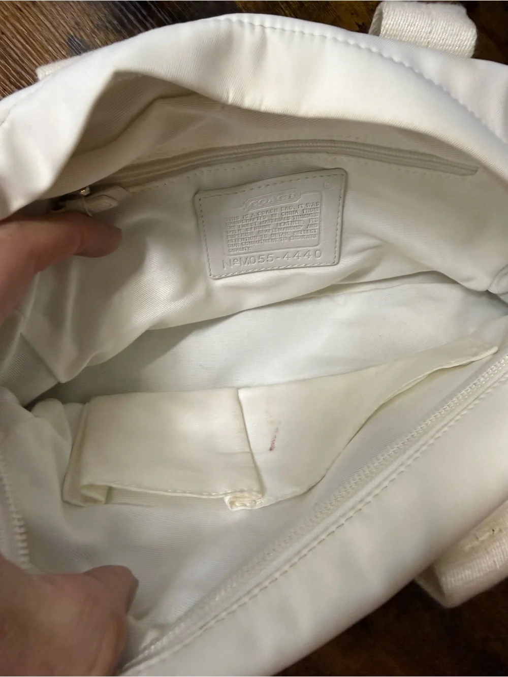 Coach Leatherware White Nylon Leather Trim Satchel Handbag Hampton / Soho series